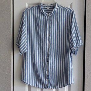 beachlunchlounge Blue & White Stripe Blouse Women's Size L